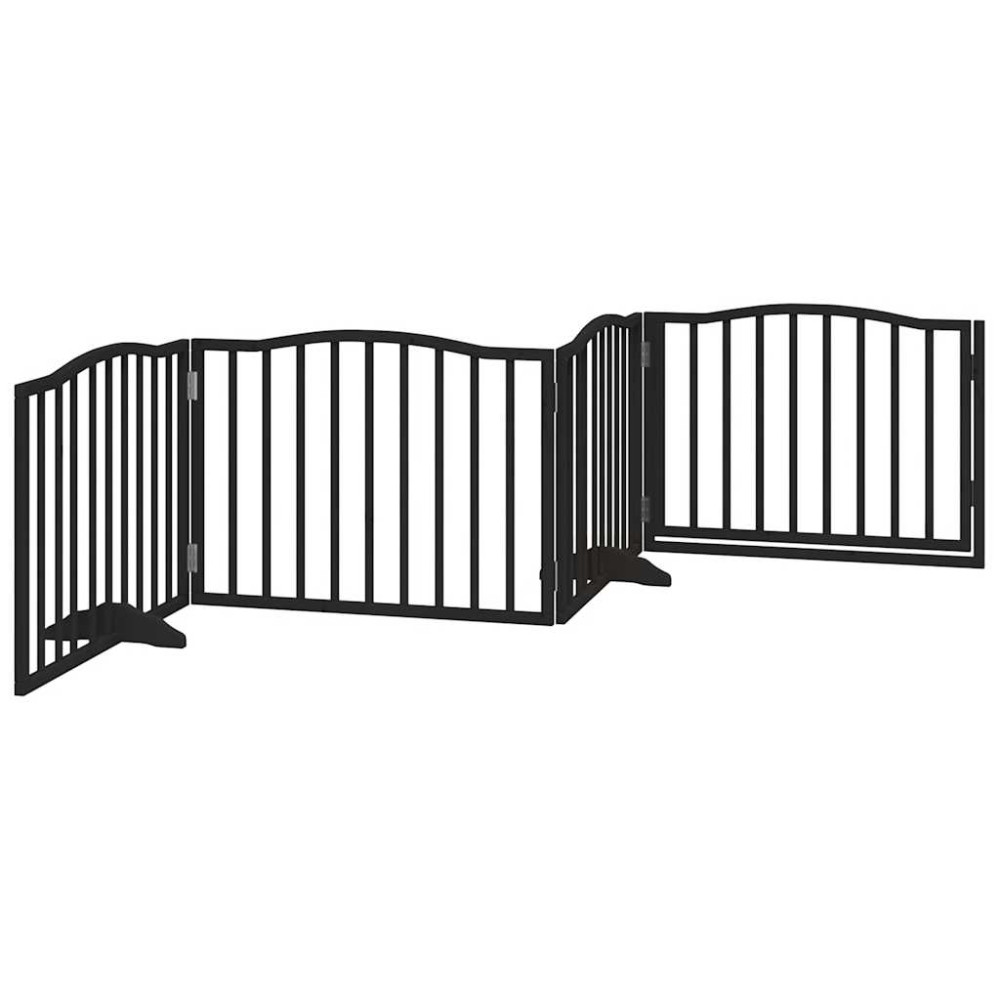 Produktbild för Hundgrind med dörr vikbar 4 paneler svart 320 cm poppelträ