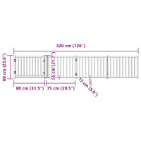 Produktbild för Hundgrind med dörr vikbar 4 paneler 320 cm massivt granträ