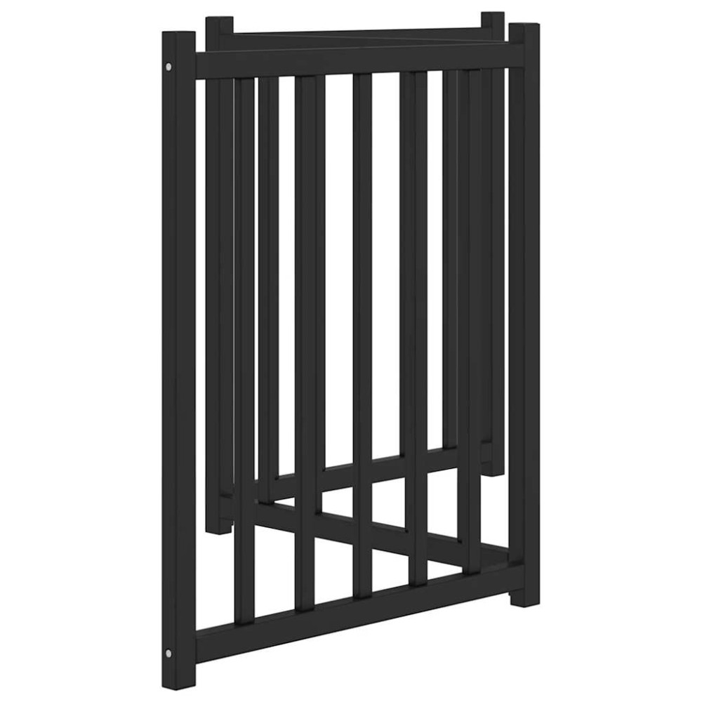Produktbild för Hundgrind hopfällbar 3 paneler svart 150 cm massivt granträ