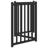 Produktbild för Hundgrind hopfällbar 3 paneler svart 150 cm massivt granträ