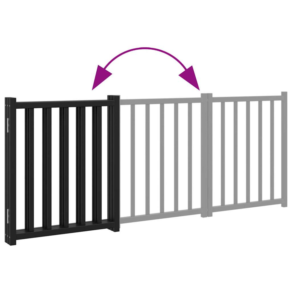 Produktbild för Hundgrind hopfällbar 3 paneler svart 150 cm massivt granträ