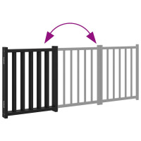 Produktbild för Hundgrind hopfällbar 3 paneler svart 150 cm massivt granträ
