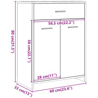 Produktbild för Badrumsskåp betonggrå 60x33x80 cm konstruerat trä