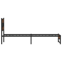 Produktbild för Sängram utan madrass metall brun ek 107x203 cm