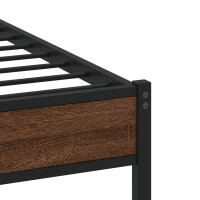 Produktbild för Sängram utan madrass metall brun ek 107x203 cm