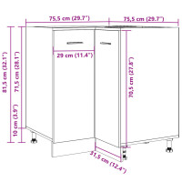 Produktbild för Underskåp artisan ek 75,5x75,5x81,5 cm konstruerat trä