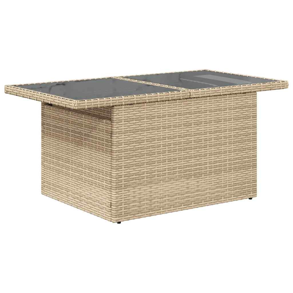 Produktbild för Matgrupp för trädgården med dynor 7 delar beige konstrotting