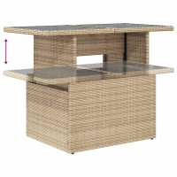 Produktbild för Matgrupp för trädgården med dynor 7 delar beige konstrotting