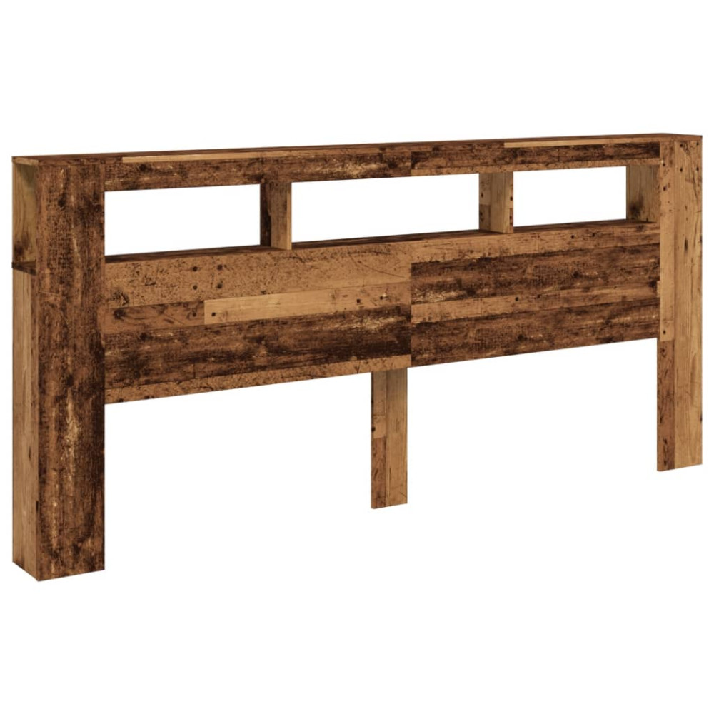 Produktbild för Sänggavel LED åldrat trä 220x18,5x103,5 cm konstruerat trä