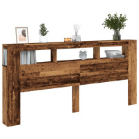 Produktbild för Sänggavel LED åldrat trä 220x18,5x103,5 cm konstruerat trä