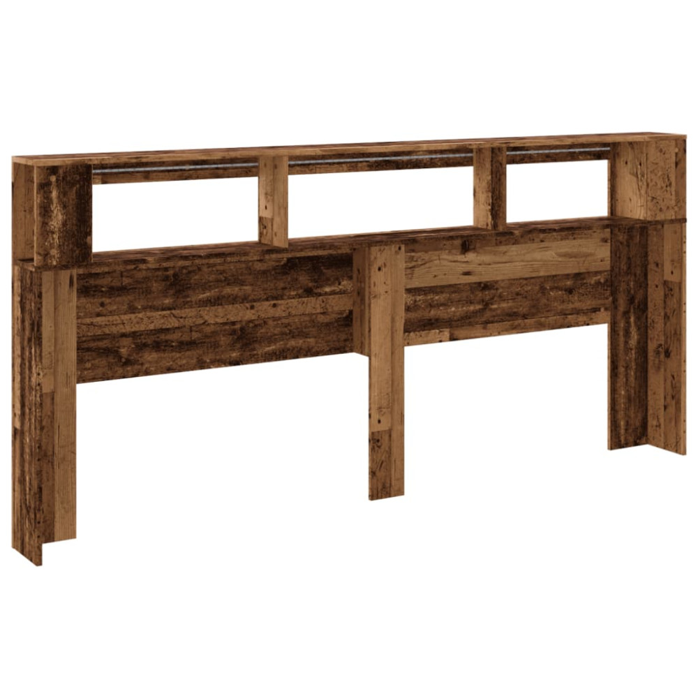 Produktbild för Sänggavel LED åldrat trä 220x18,5x103,5 cm konstruerat trä