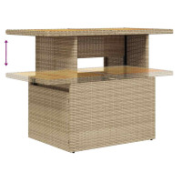 Produktbild för Trädgårdssoffset med dynor 7 delar beige konstrotting akaciaträ