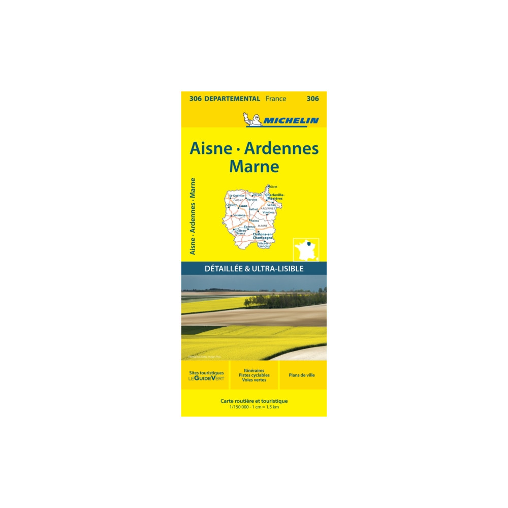 Produktbild för Aisne Ardennes Marne - Michelin Local Map 306