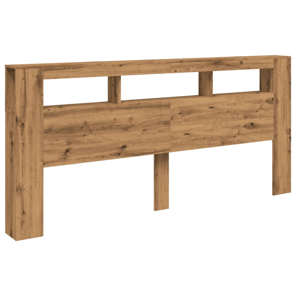 Produktbild för Sänggavel LED artisan ek 220x18,5x103,5 cm konstruerat trä