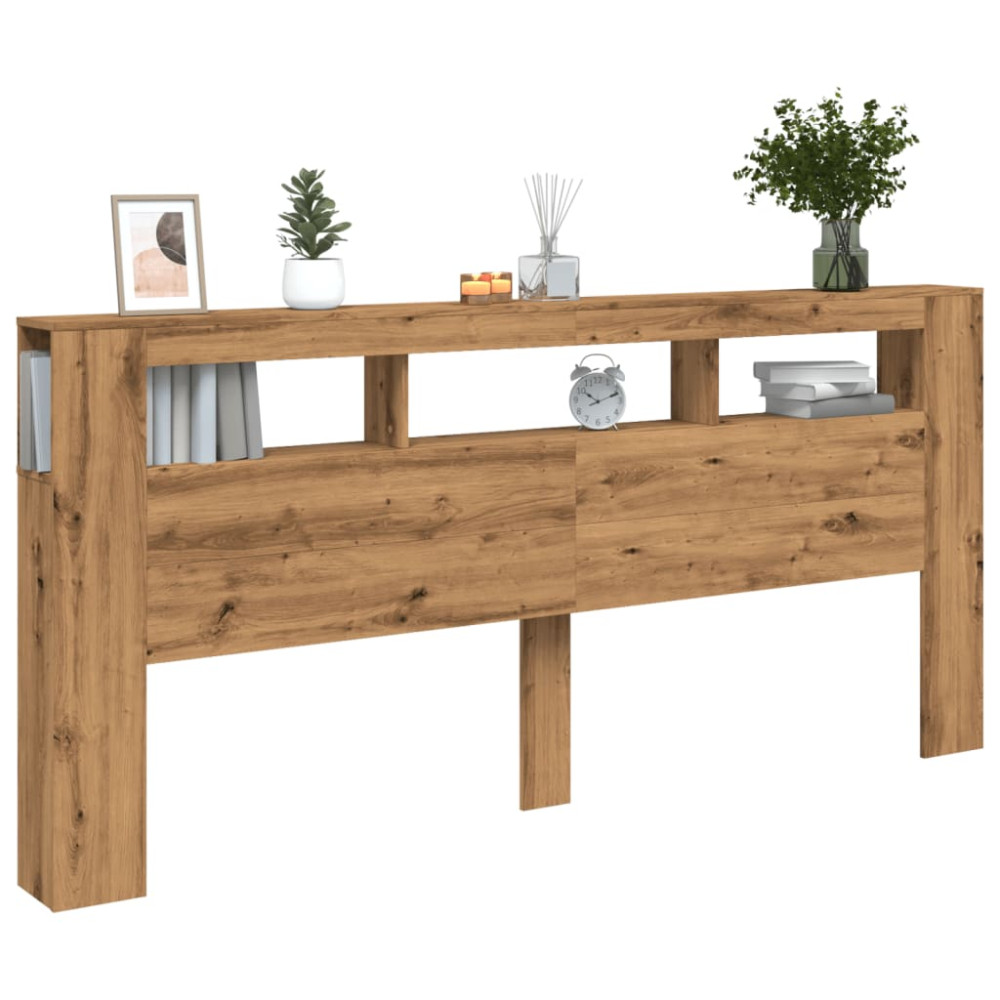 Produktbild för Sänggavel LED artisan ek 220x18,5x103,5 cm konstruerat trä