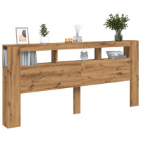 Produktbild för Sänggavel LED artisan ek 220x18,5x103,5 cm konstruerat trä
