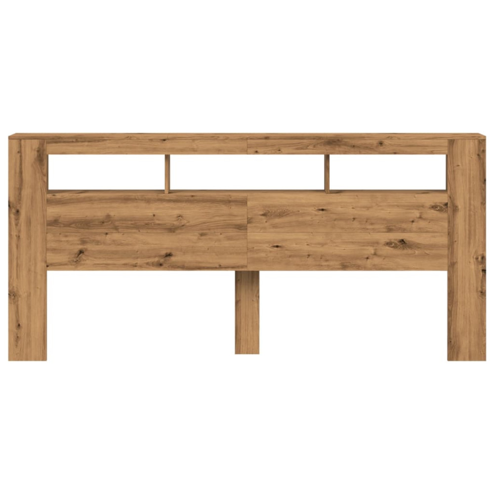 Produktbild för Sänggavel LED artisan ek 220x18,5x103,5 cm konstruerat trä