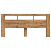 Produktbild för Sänggavel LED artisan ek 220x18,5x103,5 cm konstruerat trä