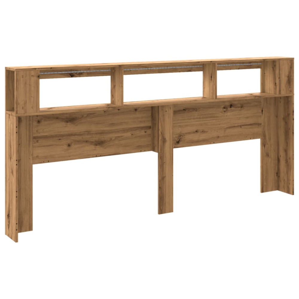 Produktbild för Sänggavel LED artisan ek 220x18,5x103,5 cm konstruerat trä