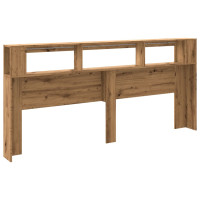 Produktbild för Sänggavel LED artisan ek 220x18,5x103,5 cm konstruerat trä