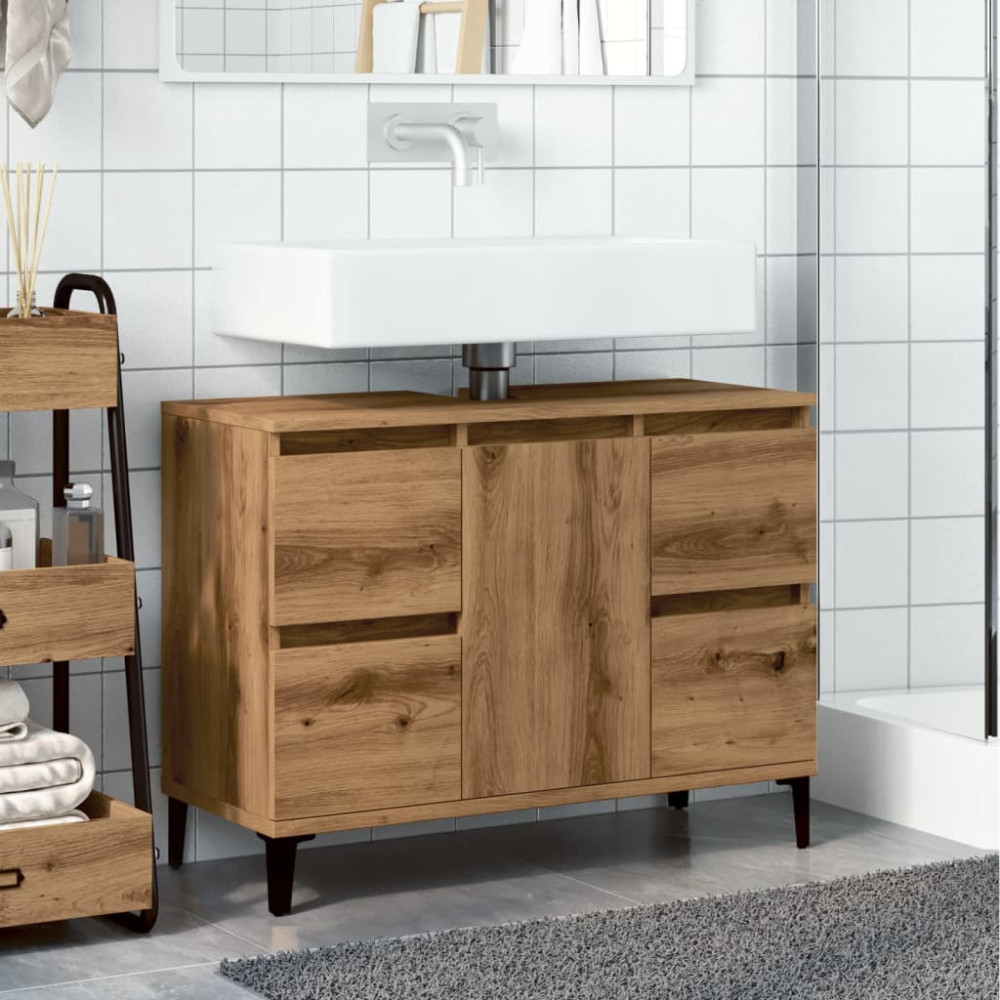 Produktbild för Tvättställsskåp artisan ek 80x33x60 cm konstruerat trä