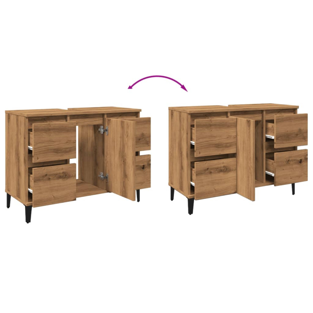Produktbild för Tvättställsskåp artisan ek 80x33x60 cm konstruerat trä