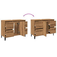 Produktbild för Tvättställsskåp artisan ek 80x33x60 cm konstruerat trä
