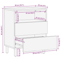 Produktbild för Sängbord svart 50x33x62 cm massivt grovt mangoträ