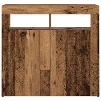 Produktbild för Skänk med LED-belysning åldrat trä 80x35x75 cm konstruerat trä