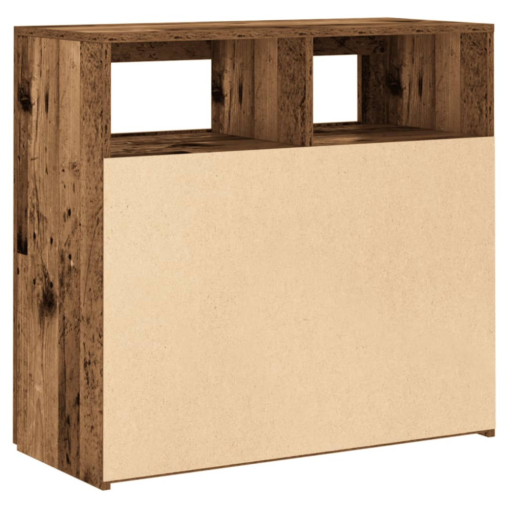Produktbild för Skänk med LED-belysning åldrat trä 80x35x75 cm konstruerat trä