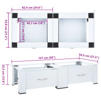 Produktbild för Piedestal med dubbla tvättmaskiner och lådor vit