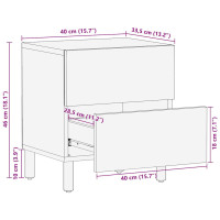 Produktbild för Sängbord svart 40x33,5x46 cm massivt grovt mangoträ