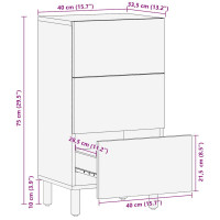 Produktbild för Skänk 40x33,5x75 cm massivt grovt mangoträ