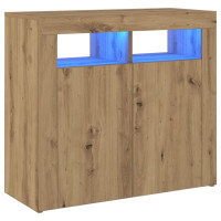 Produktbild för Skänk med LED-belysning artisan ek 80x35x75 cm konstruerat trä