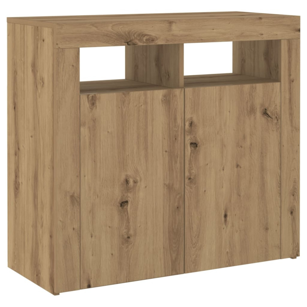 Produktbild för Skänk med LED-belysning artisan ek 80x35x75 cm konstruerat trä