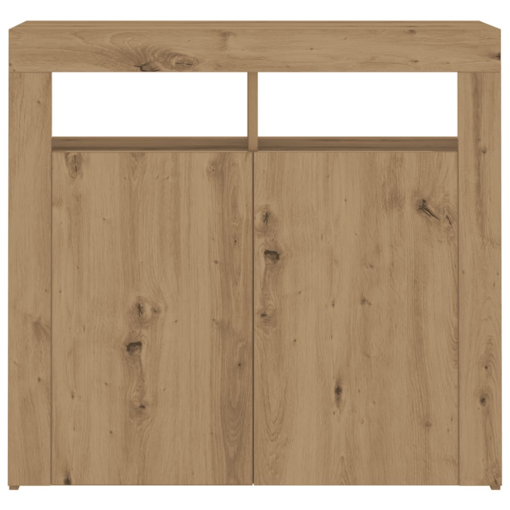 Produktbild för Skänk med LED-belysning artisan ek 80x35x75 cm konstruerat trä