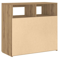Produktbild för Skänk med LED-belysning artisan ek 80x35x75 cm konstruerat trä