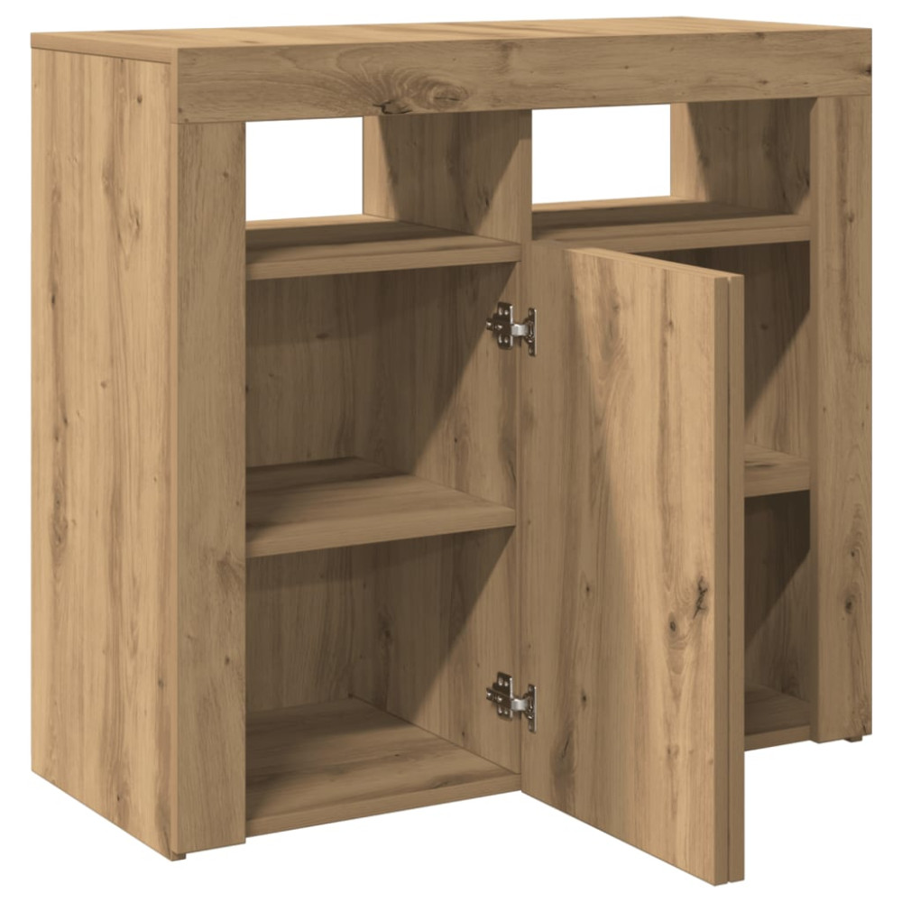 Produktbild för Skänk med LED-belysning artisan ek 80x35x75 cm konstruerat trä