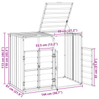 Produktbild för Soptunna för dubbla soptunnor brun 144x81x113 cm stål