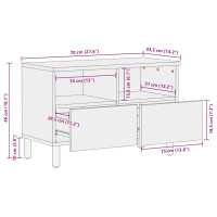 Produktbild för Tv-bänk svart 70x33,5x46 cm massivt grovt mangoträ