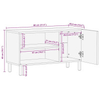 Produktbild för Tv-bänk svart 80x33,5x46 cm massivt grovt mangoträ