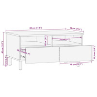 Produktbild för Soffbord svart 80x54x40 cm massivt grovt mangoträ