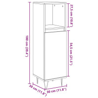 Produktbild för Badrumsskåp betonggrå 30x30x100 cm konstruerat trä