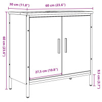 Produktbild för Tvättställsskåp åldrat trä 60x30x60 cm konstruerat trä
