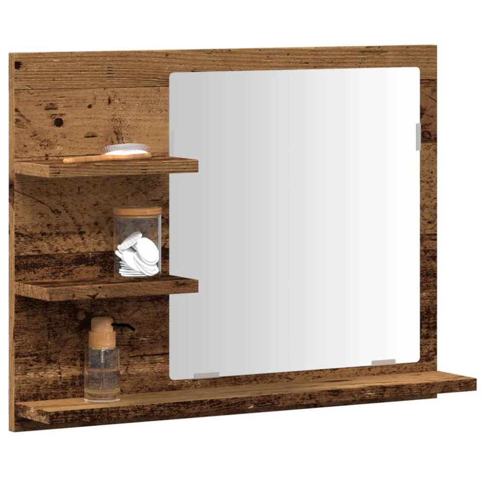 Produktbild för Spegelskåp för badrum åldrat trä 60x10,5x45 cm