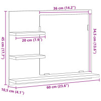 Produktbild för Spegelskåp för badrum åldrat trä 60x10,5x45 cm