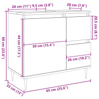 Produktbild för Badrumsskåp artisan ek 65x33x60 cm konstruerat trä