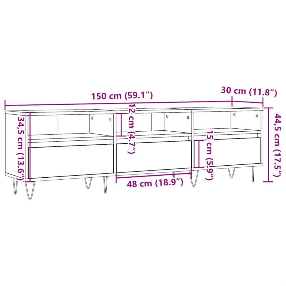 Produktbild för Tv-bänk åldrat trä 150x30x44,5 cm konstruerat trä