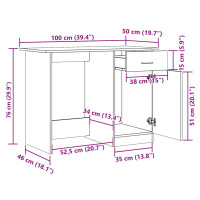 Produktbild för Skrivbord åldrat trä 100x50x76 cm konstruerat trä