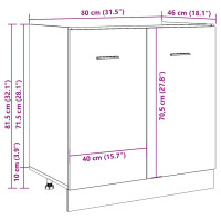 Produktbild för Underskåp för diskho artisan ek 80x46x81,5 cm konstruerat trä